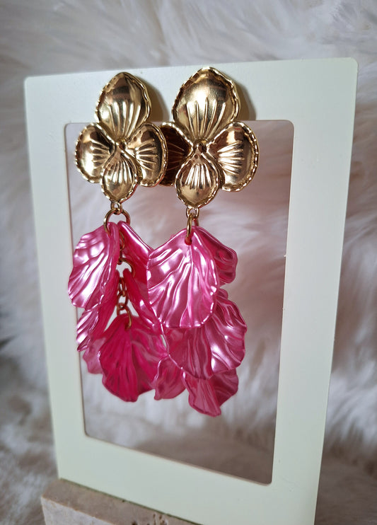 Bloemen Oorbellen | Fushia