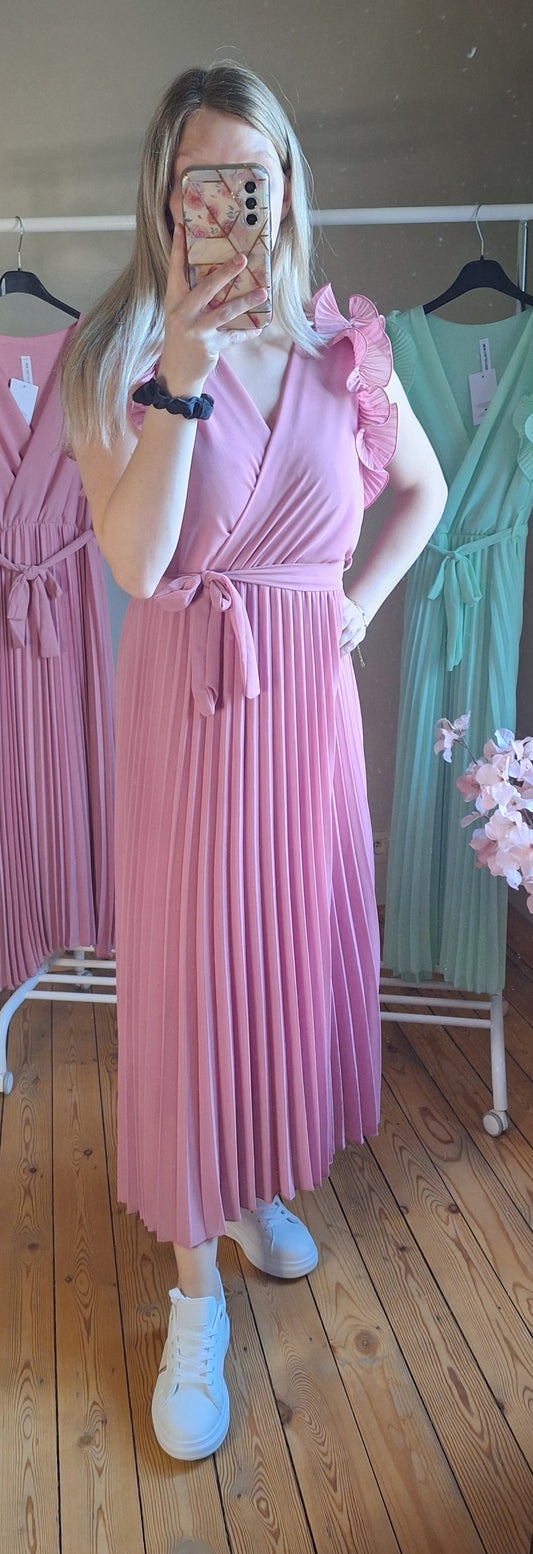 Plissé Ruffle Dress - Lang