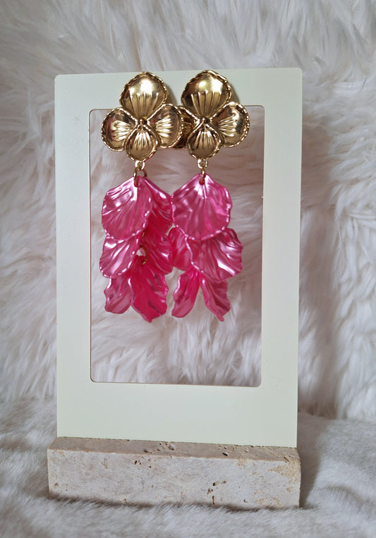 Bloemen Oorbellen | Fushia